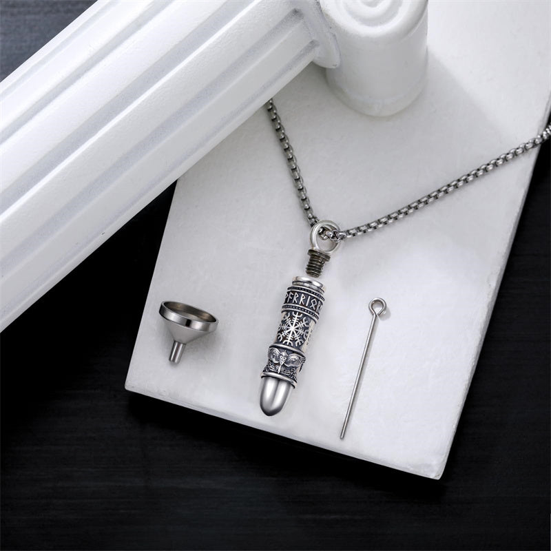 Sterling Silver Bear Lion Eagle Compass Tree of Life Bullet Urn Necklaces for Ashes