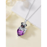 Sterling Silver Heart Birthstone Pug Pendant Necklace