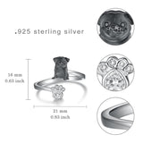 Sterling Silver Black Pug Doberman Boston Terrier Beagle Adjustable Ring