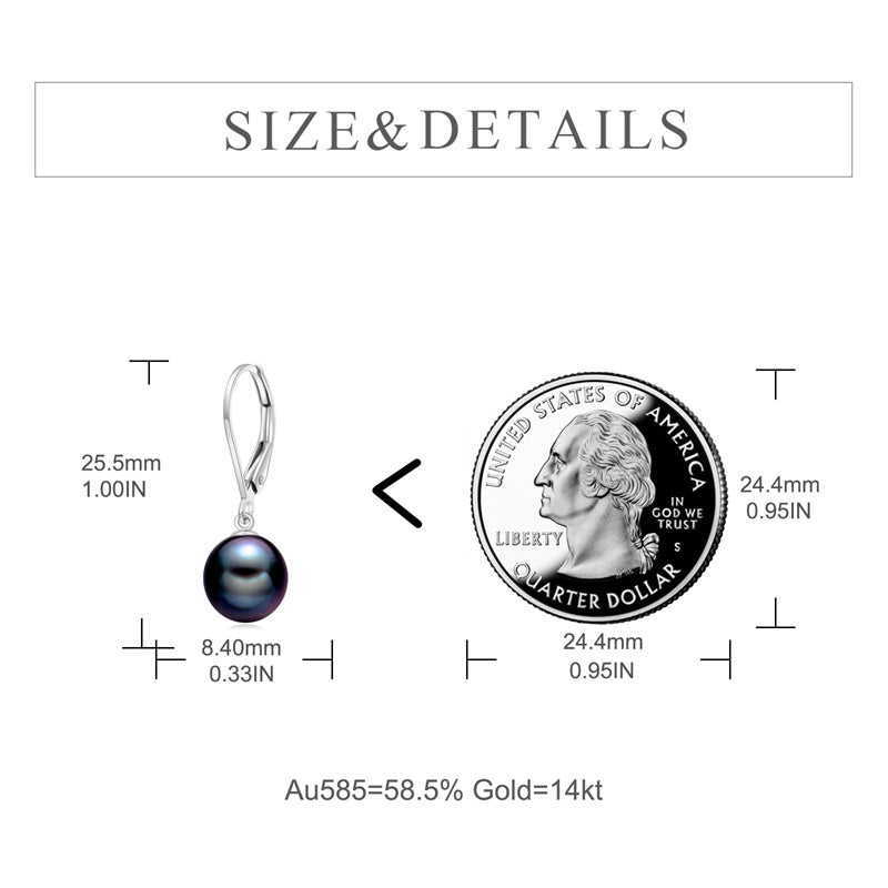 14k Gold Freshwater Pearl Dangle Leverback Earrings