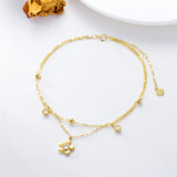 14K Gold Flower Layered Anklet