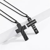 Stainless Steel Inspirational Bible Verse American Flag Cross Pendant Necklace