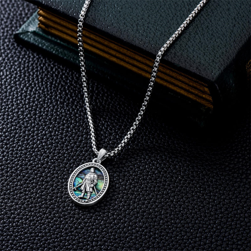 Sterling Silver Knights Templar & Cross Shield Pendant Necklace for Men
