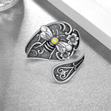 Sterling Silver Hummingbird Butterfly Bee Red Cardinal Pink Flamingo Adjustable Spoon Ring