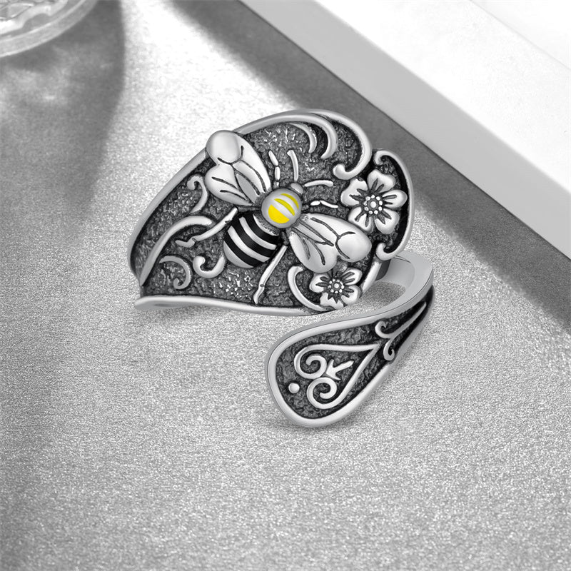 Sterling Silver Hummingbird Butterfly Bee Red Cardinal Pink Flamingo Adjustable Spoon Ring