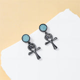 Sterling Silver Medieval Sword Dangle Cross Knives  Ankh Drop Earrings