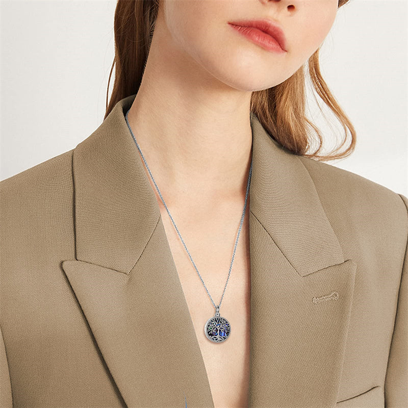 Sterling Silver Tree of Life Urn Necklaces Abalone Opal Shell Cremation Jewelry for Ashes