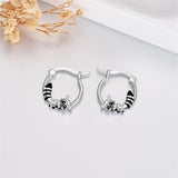 Sterling Silver Raccoon Cat Hoop Earrings