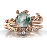 Sterling Silver Natural Moss Agate Blue Sandstone Opal Set Ring