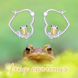 Sterling Silver Fox Frog Leopard Peacock Puppy Animal Hug Hoop Earrings