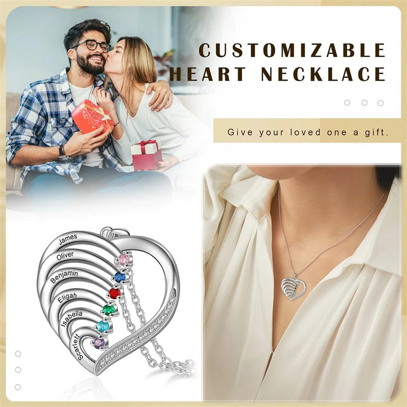 10K 14K 18K Solid Gold Personalized Engraved &Birthstone Pendant Necklace