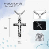 Sterling Silver Cross Christian Pendant Necklace for Men