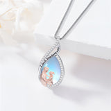 Sterling Silver Moonstone Father-Daughter Pendant Necklace Engraved with I Love You Forever