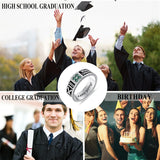 Sterling Silver Personalized Birthstone Engraved Pattern Class Band Ring For Men