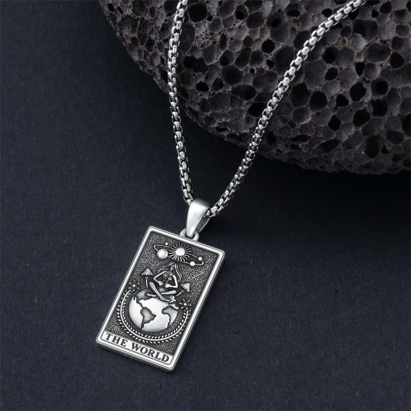 Sterling Silve Sun Moon Star Strength Lovers Death Devil Fool Tarot Card Pendant Necklace