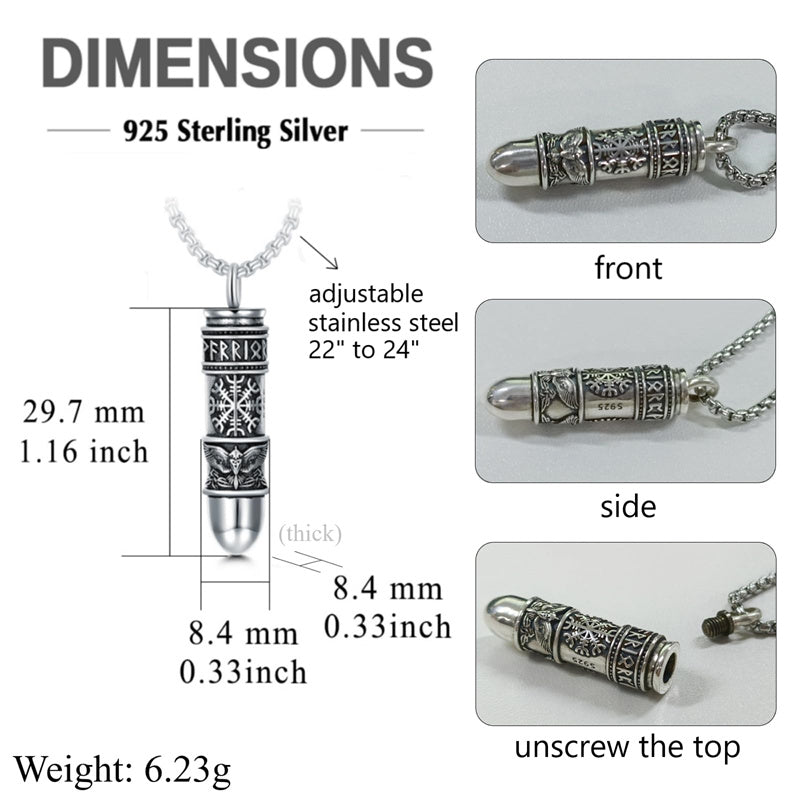 Sterling Silver Bear Lion Eagle Compass Tree of Life Bullet Urn Necklaces for Ashes