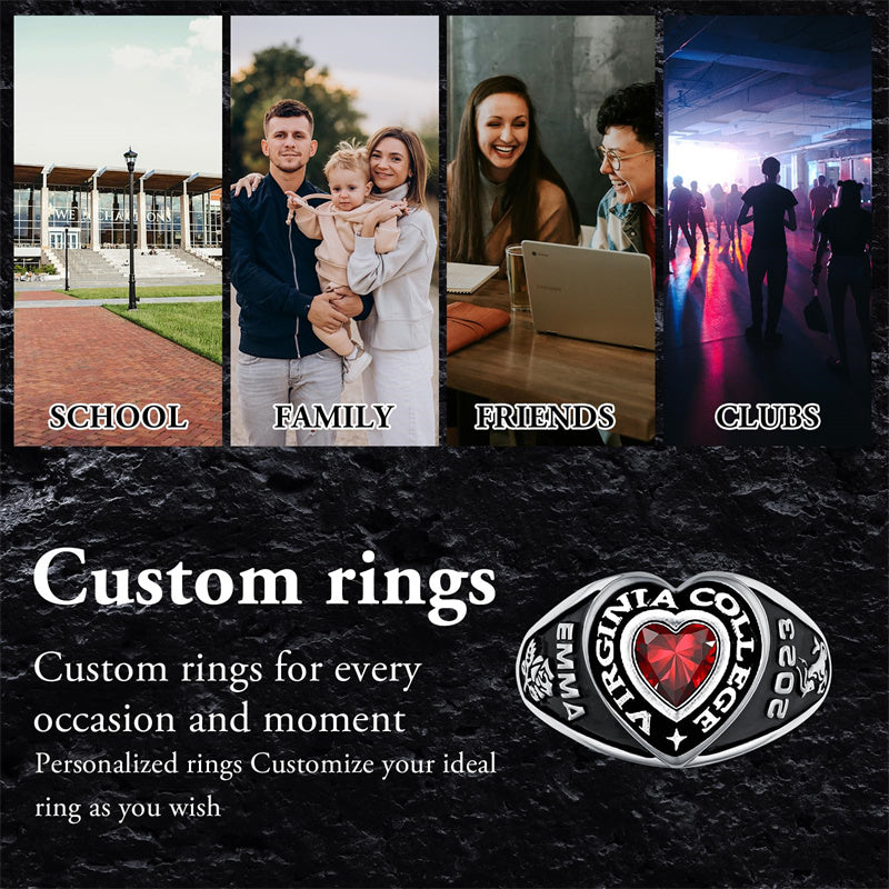 Sterling Silver Personalized Birthstone Class Ring for Women