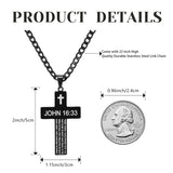 Stainless Steel Bible Verse Cross Necklace for Men with Cuban Chain