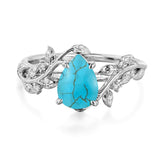 Sterling Silver 10K 14K 18K  Gold Pear Gemstone Vintage Engagement Wedding Promise Anniversary Ring