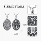 Sterling Silver St Anthony Francis Joseph Peregrine Raphael Sebastian Medal  Protection Pendant Necklace