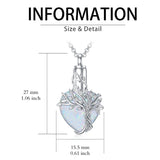 Sterling Silver Crystal Heart Tree of Life Urn Necklace for Ashes