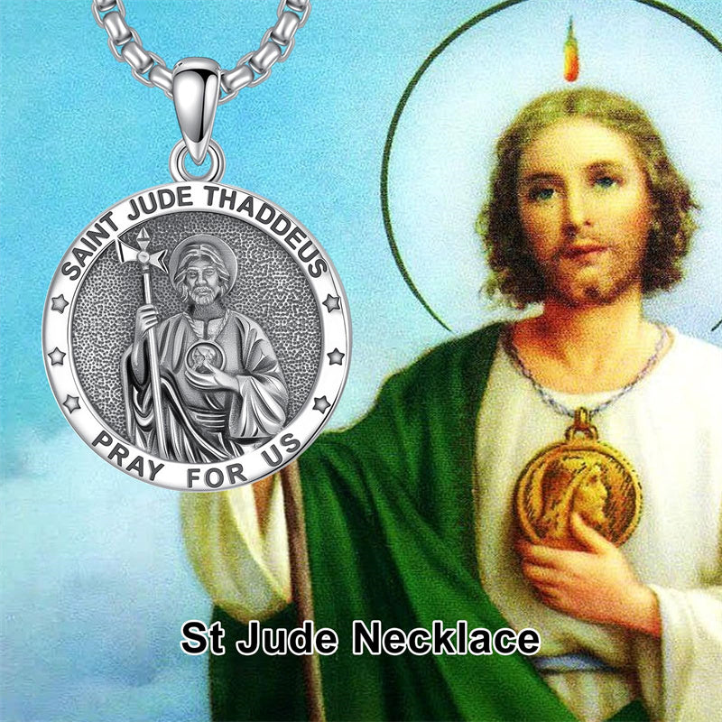 Sterling Silver Saint  Michael Christopher Sebastian Jude Gabriel Anthony Religious Pendant Necklace