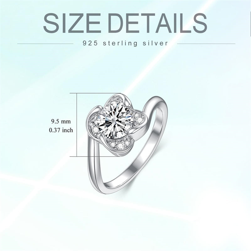 Sterling Silver Personalized Engraved Moissanite Engagement Wedding Anniversary Ring