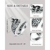 Sterling Silver Vintage Black Onyx Dragonfly Sunflower Spoon Ring and Turquoise Dragonfly Stud Earrings Set