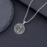 Sterling Silver Memento Mori Gothic Skull Amulet Pendant Necklace for Men