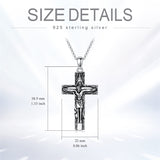 Sterling Silver Aztec Lion Cross Pendant Necklace