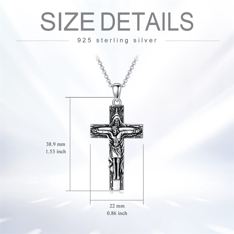 Sterling Silver Aztec Lion Cross Pendant Necklace