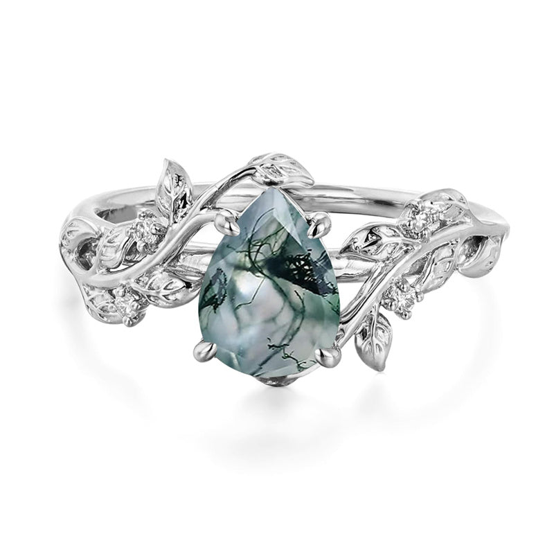 Sterling Silver 10K 14K 18K  Gold Pear Gemstone Vintage Engagement Wedding Promise Anniversary Ring