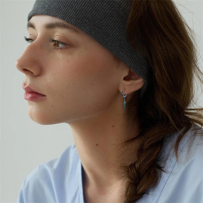 Sterling Silver Medieval Sword Dangle Cross Knives  Ankh Drop Earrings