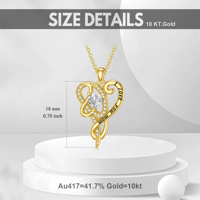10K 14K 18K  Gold Personalized  Birthstone Name Heart Pendant Necklace