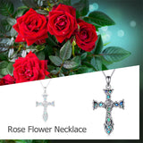 Sterling Silver Abalone Shell Turquoise Origami Cross Pendant Necklace