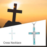 Sterling Silver Abalone Shell Turquoise Origami Cross Pendant Necklace