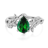 Sterling Silver 10K 14K 18K  Gold Pear Gemstone Vintage Engagement Wedding Promise Anniversary Ring