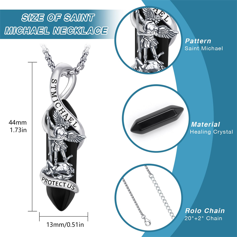 Sterling Silver Crystal Saint Michael Saint Christopher Guardian Angel Guadalupe Pendant Necklace