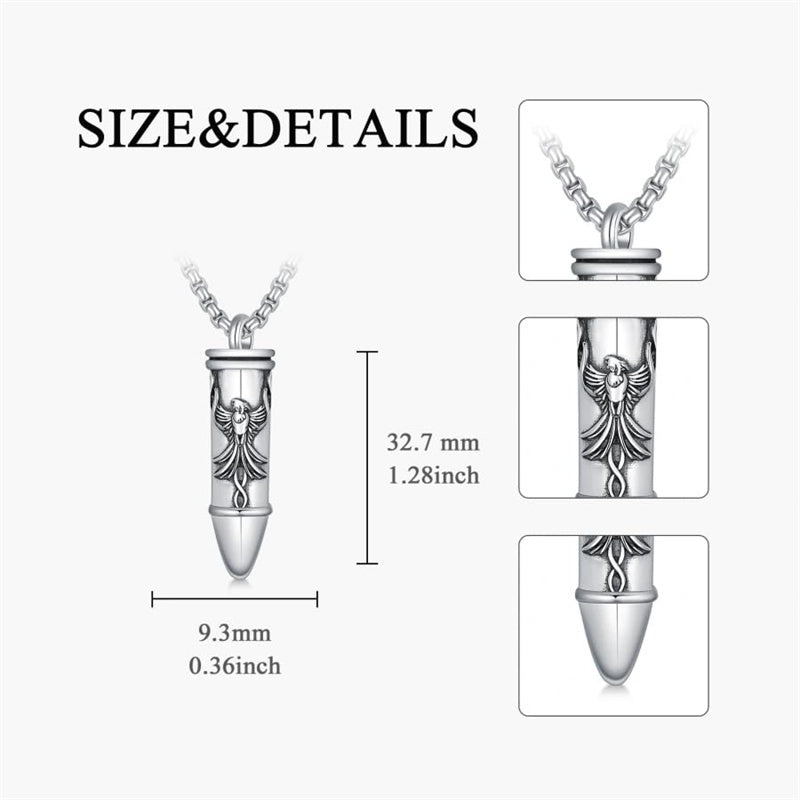 Sterling Silver Phoenix Skull  Scorpion Wolf Bullet Urn Necklace for Ashes