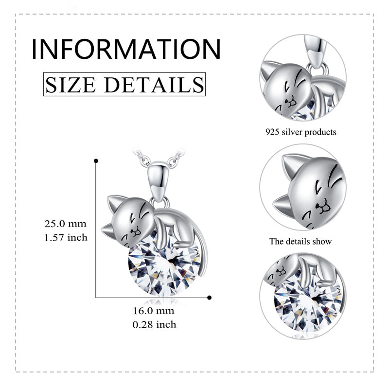 Sterling Silver Birthstone Cat Pendant Necklace