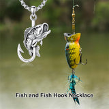 Sterling Silver Antler Fish Hook Pendant Necklace for Men