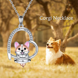 Sterling Silver Corgi Pendant  Animal Necklace