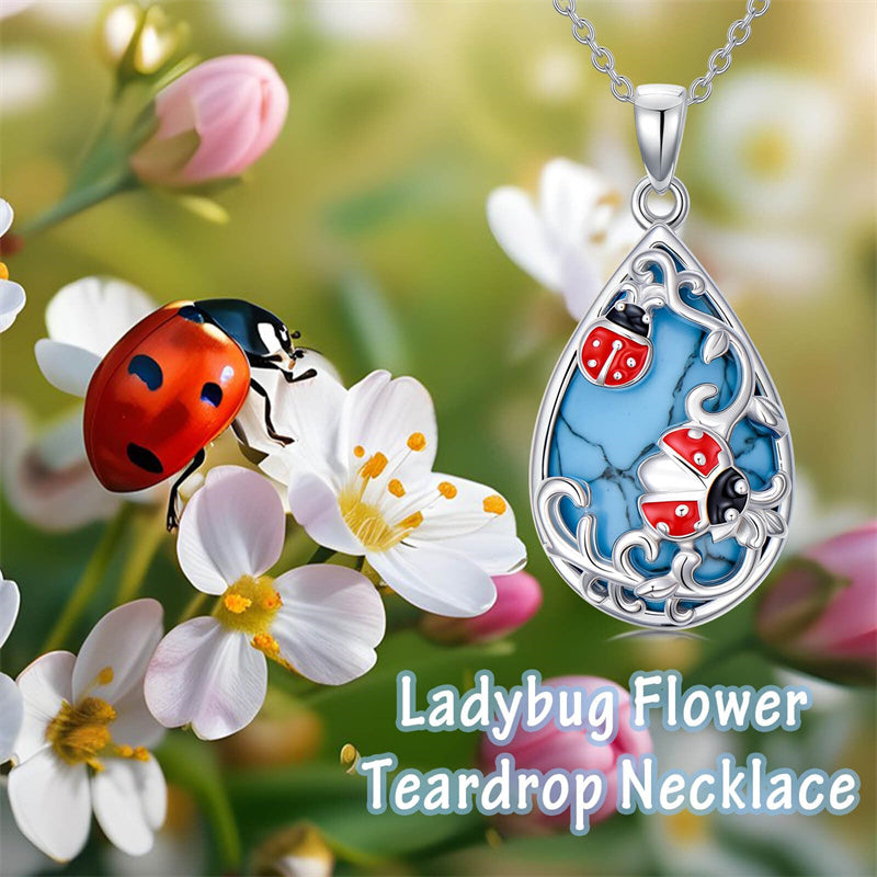 Sterling Silver Turquoise Butterfly Dragonfly Bee Hummingbird Ladybug Pendant Necklace