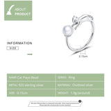 Sterling Silver Cute Cat Adjustable Ring for Women