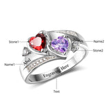 10K 14K 18K Gold Personalized Engraved 2 Birthstone Ring