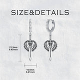 Sterling Silver Sword Hoop Earrings