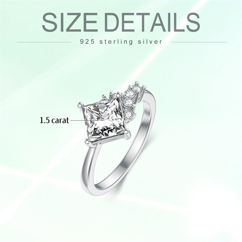 Sterling Silver Personalized Engraved Moissanite Engagement Wedding Anniversary Ring