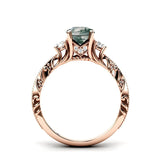 Sterling Silver 10K 14K 18K Personalized Engraved 1 Carat  Round Birthstone Engagement Ring