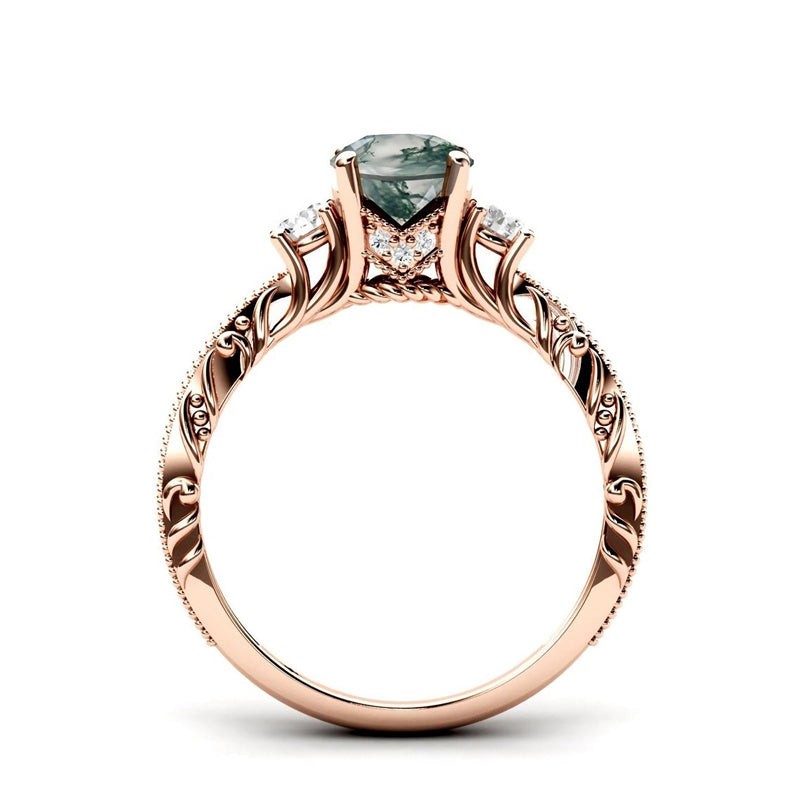 Sterling Silver 10K 14K 18K Personalized Engraved 1 Carat  Round Birthstone Engagement Ring