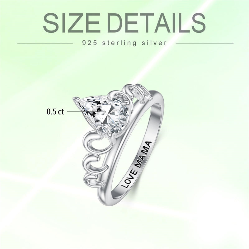 Sterling Silver Personalized Engraved Moissanite Engagement Wedding Anniversary Ring